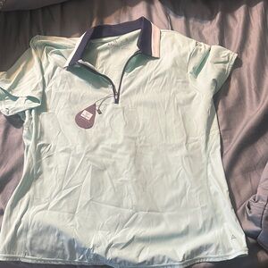 adair Women’s Mint Green Short Sleeve Zip Polo with Contrast Collar